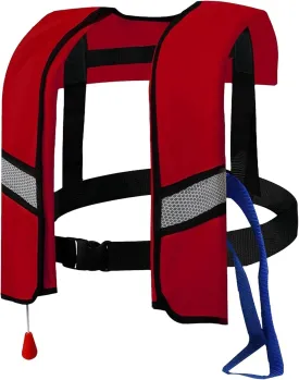 150N Automatic Inflatable Life Jacket for Adults  Adjustable Buoyancy Vest with Manual Override, Lightweight Nylon, Reflective Strips & Safety Whistle for Boating, Kayaking, Surfing & Swimming
