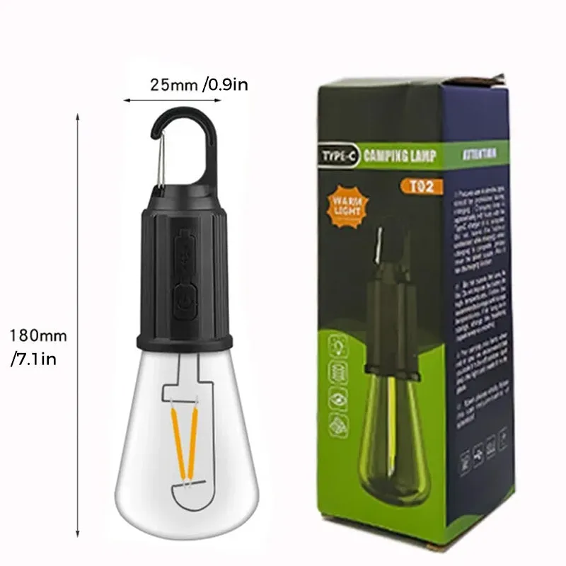 2024 New Outdoor Camping Hanging Type-C Charging Retro Bulb Light