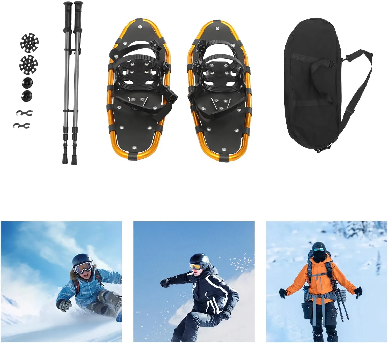 21/25 Inch Light Weight Snowshoes for Women Men Youth, Aluminum Terrain Snowshoes with Trekking Poles and Carrying Bag, Lightweight All Terrain Snowshoes for Women