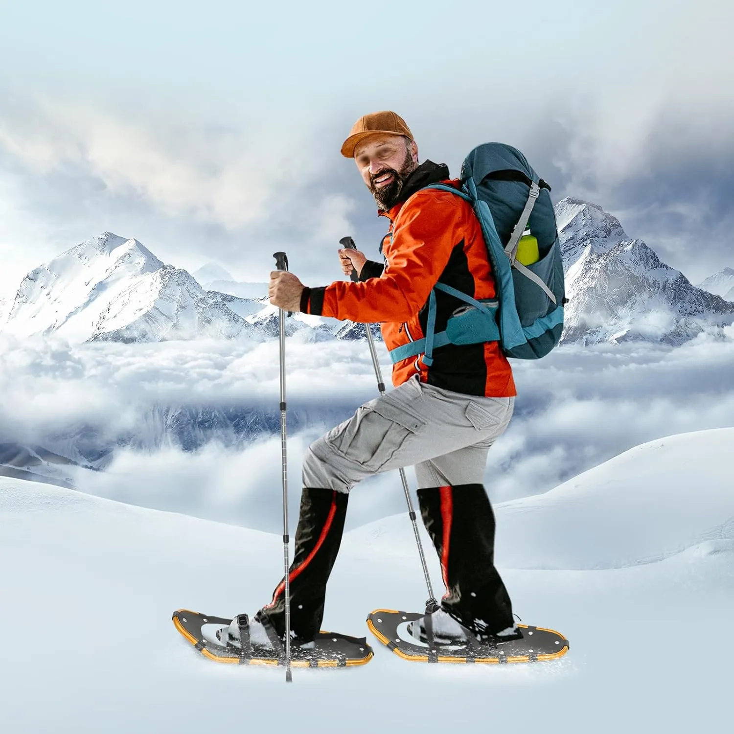 21/25 Inch Light Weight Snowshoes for Women Men Youth, Aluminum Terrain Snowshoes with Trekking Poles and Carrying Bag, Lightweight All Terrain Snowshoes for Women
