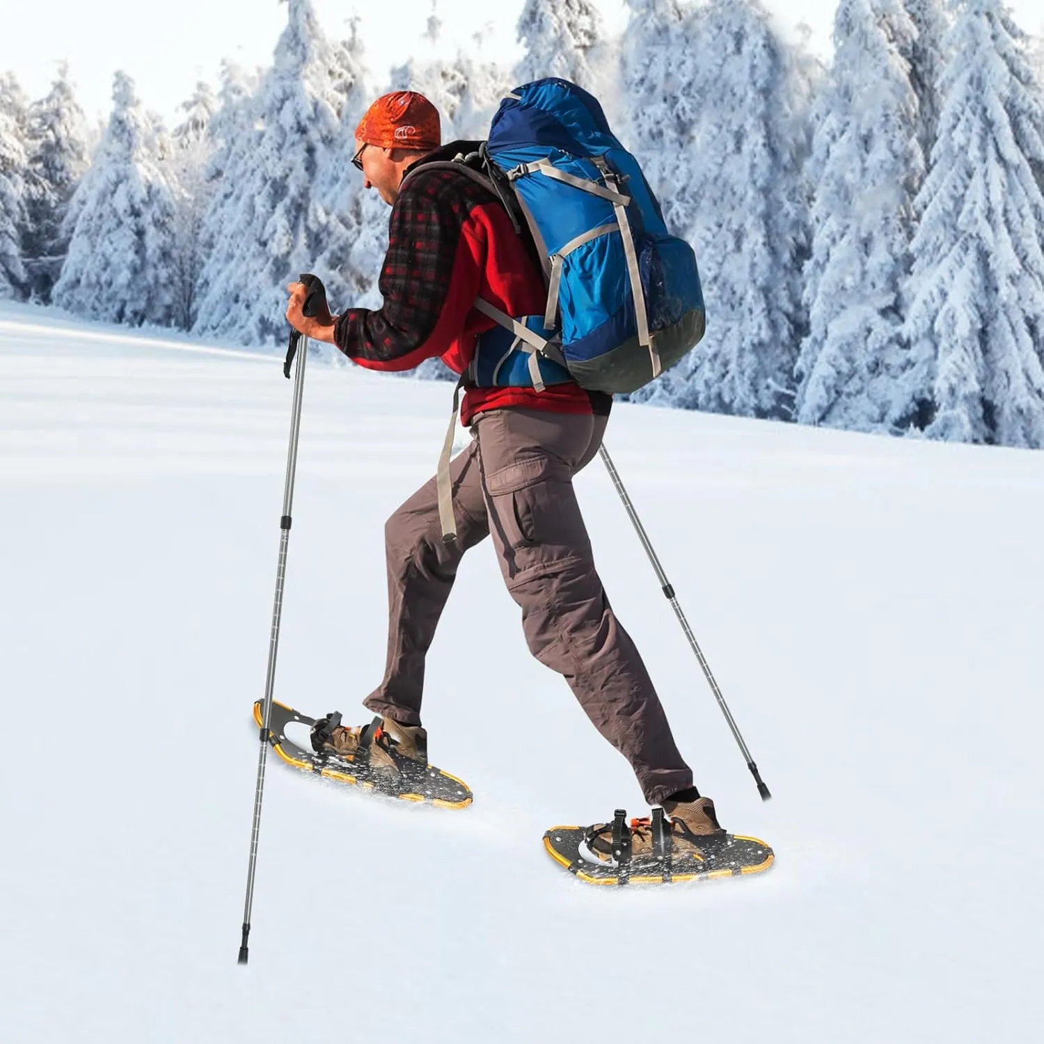 21/25 Inch Light Weight Snowshoes for Women Men Youth, Aluminum Terrain Snowshoes with Trekking Poles and Carrying Bag, Lightweight All Terrain Snowshoes for Women