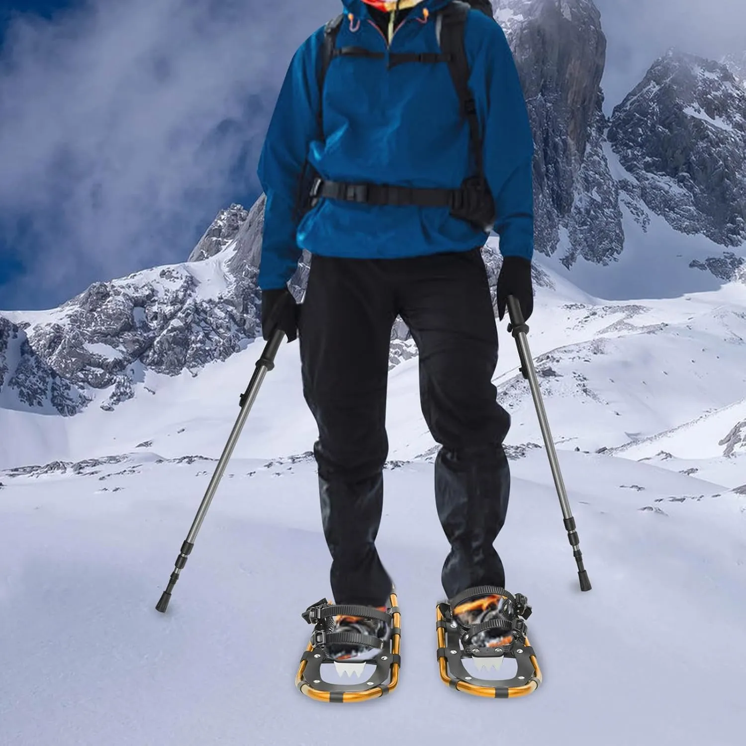 21/25 Inch Light Weight Snowshoes for Women Men Youth, Aluminum Terrain Snowshoes with Trekking Poles and Carrying Bag, Lightweight All Terrain Snowshoes for Women