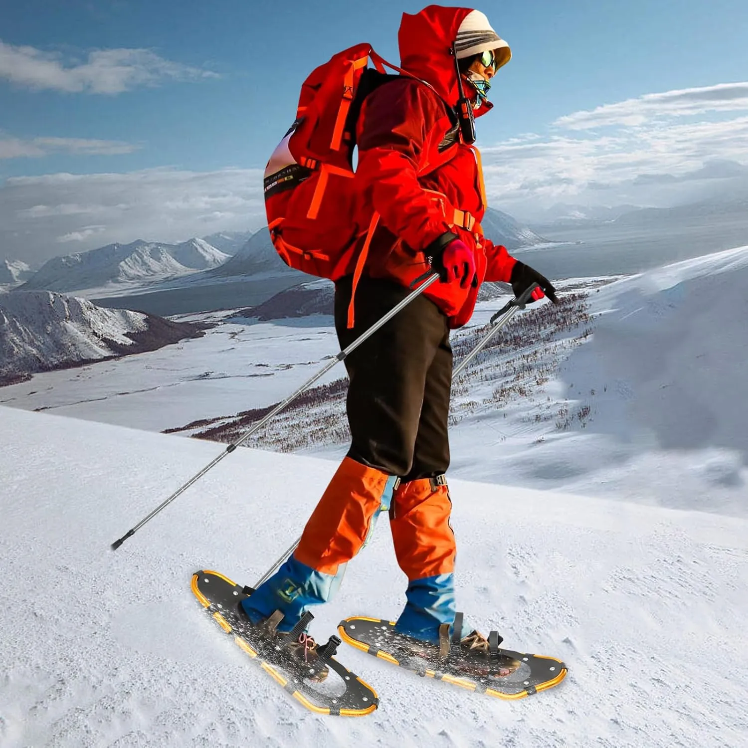 21/25 Inch Light Weight Snowshoes for Women Men Youth, Aluminum Terrain Snowshoes with Trekking Poles and Carrying Bag, Lightweight All Terrain Snowshoes for Women