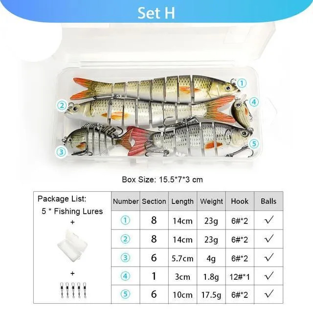 5pcs Fishing Lures Set Wobblers Crankbaits Fishing Box