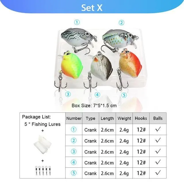5pcs Fishing Lures Set Wobblers Crankbaits Fishing Box