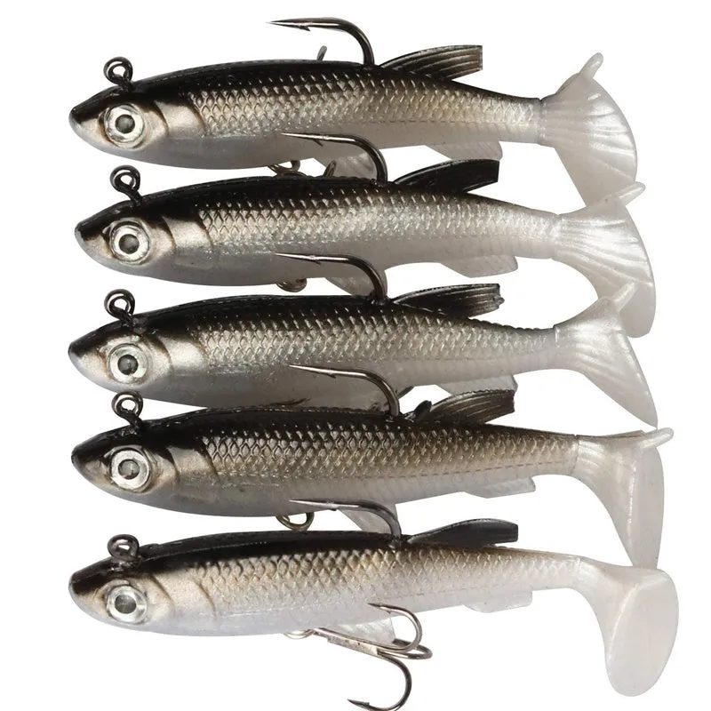 5pcs Lifelike Soft Fishing Lures with Cool Hooks for Success
