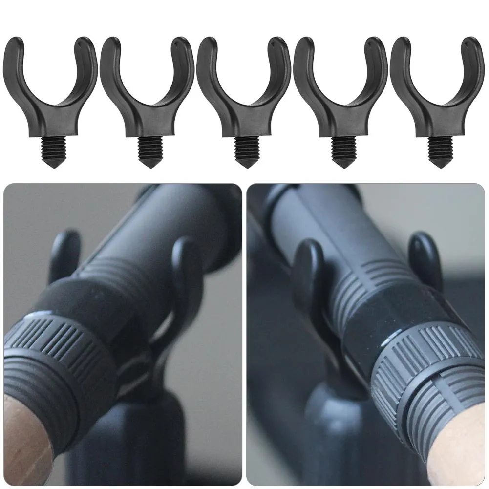 5pcs/set M3/8" Nylon Plastic Fishing Rod Holders Telescopic Fishing Rod Support Stand Head Carp Black U Shape Holder Tackle Tool