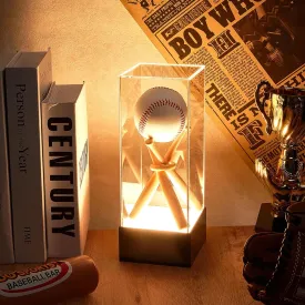 Baseball Display Case with LED Light Base Stand Holder, Wooden Sticks, UV Protected Acrylic Clear Cube for Memorabilia Ball