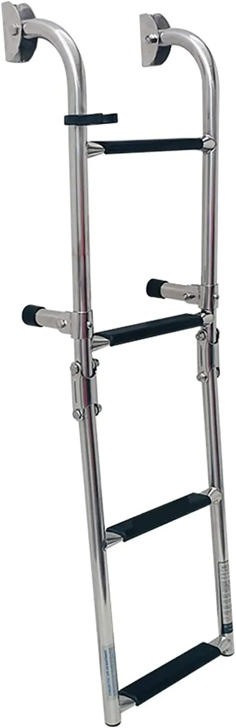 Dock Boat Ladders 4 Step Telescopic Boat Ladder,Heavy Duty Foldable Marine Yacht Ladder Ship Side Ladder with Wide Pedal, Dock Ladder for Pontoon Boat/Marine Yacht