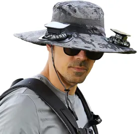Fan Hat Solar Powered Wide Brim Solar Fan Hat for Men Women Sun Bucket Hats with Solar Fans Built in Fishing Gardening Hats