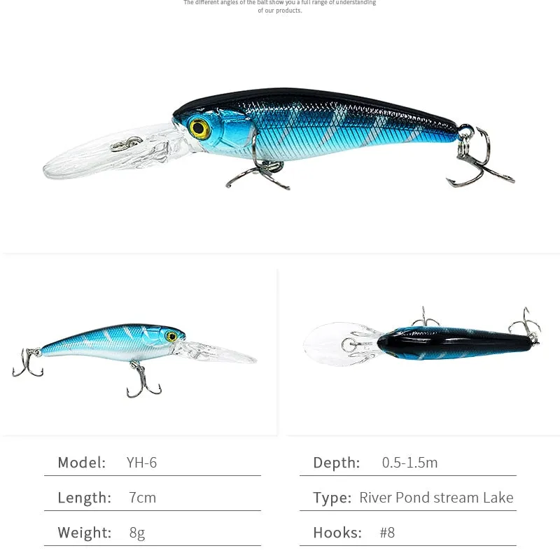 Fishing Lure Set Trolling Artificial Bait Bionic Fish Big Wobbler Deep water Long bill Hard Lure