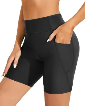 Holipick Women Plus Size Swim Shorts High Waisted Swim Bottoms with Pockets Tummy Control Boy Shorts