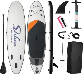 Inflatable Stand Up Paddle Board  Simple Deluxe Premium SUP for All Skill Levels,Pink Paddle Boards for Adults & Youth,10FT Stand-Up Paddleboards with Accessories,Non-Slip Deck,Waterproof Bag