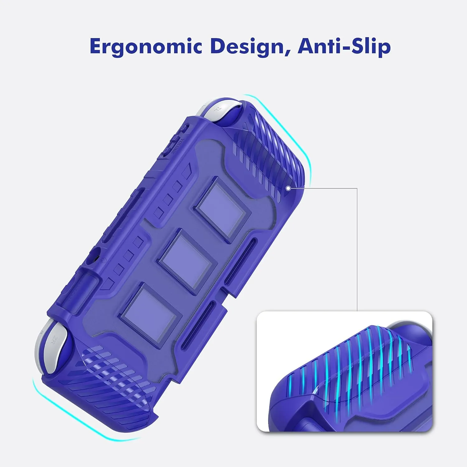 KIWIHOME Switch Lite Case, Durable Anti-Slip Shockproof Protective Hard Case Only for Nintendo Switch Lite with Thumb Grip Caps Switch Lite Case for Boys (Blue)