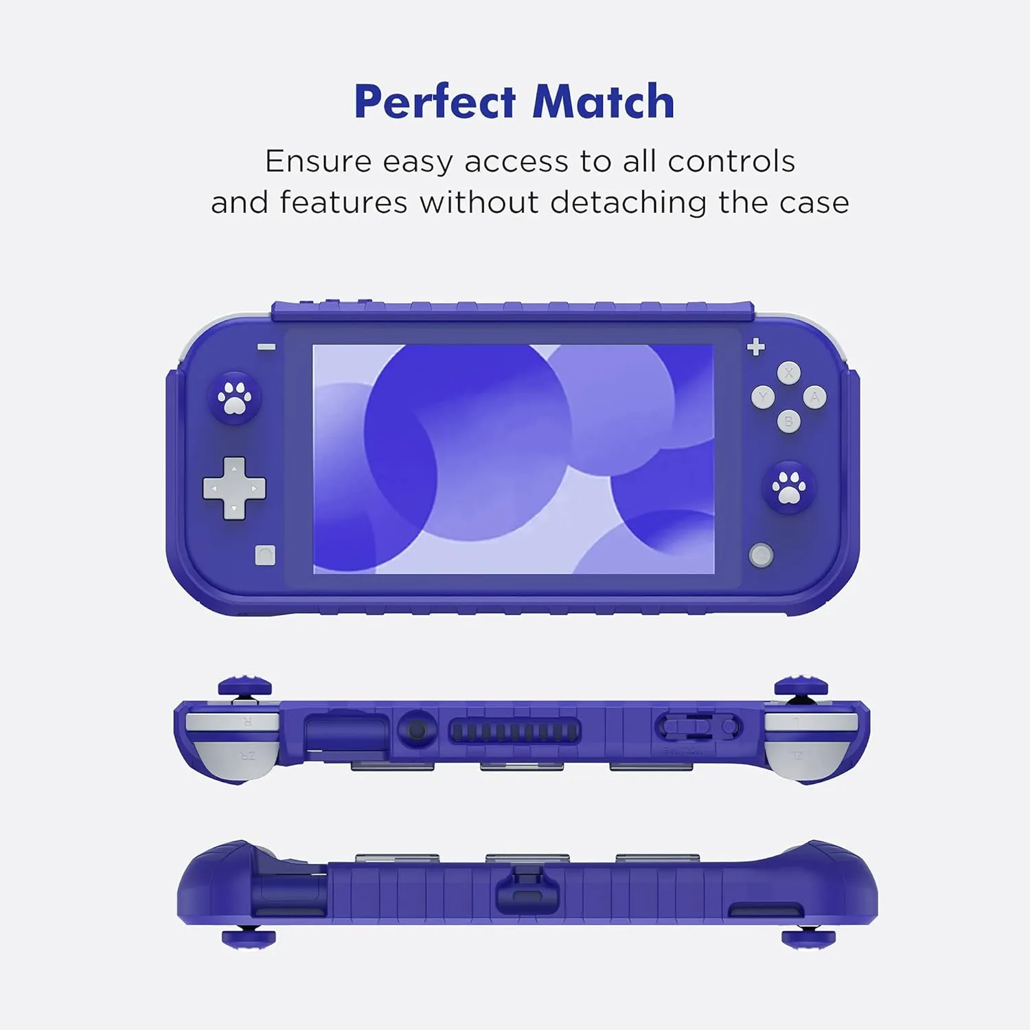 KIWIHOME Switch Lite Case, Durable Anti-Slip Shockproof Protective Hard Case Only for Nintendo Switch Lite with Thumb Grip Caps Switch Lite Case for Boys (Blue)