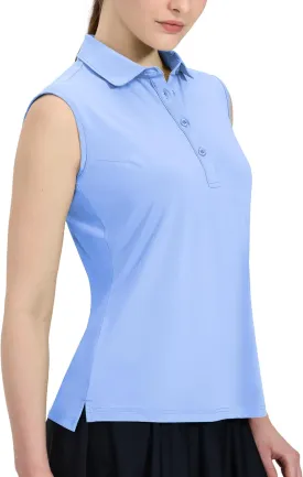 MIER Women's Sleeveless Golf Polo Shirts Athletic Tennis Collared Tank Tops, Quick Dry, UPF 50 