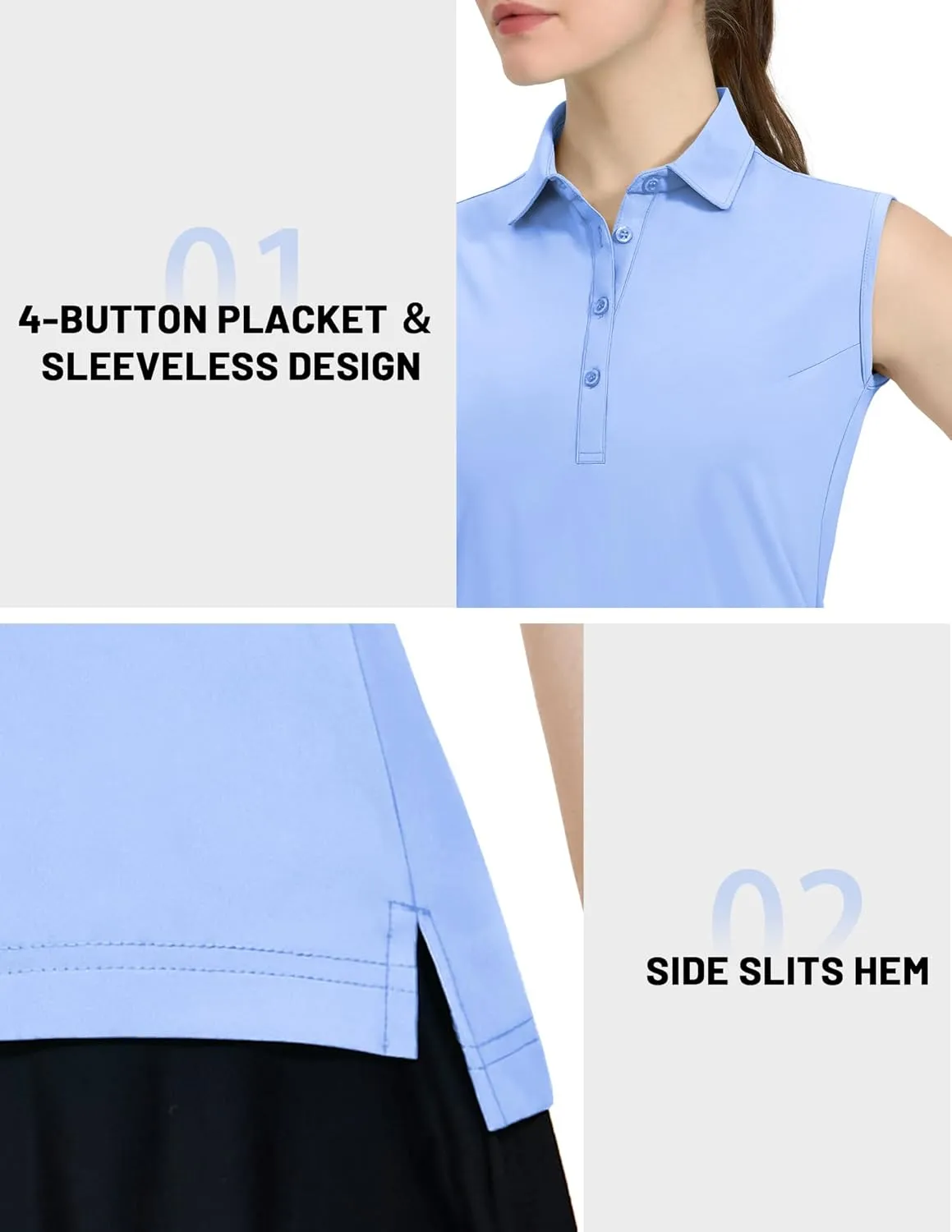 MIER Women's Sleeveless Golf Polo Shirts Athletic Tennis Collared Tank Tops, Quick Dry, UPF 50 