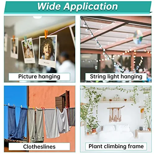 Muzata 5Pack M4 Hook and Eye Turnbuckle for Cable Wire Rope Tension Heavy Duty T304 Stainless Steel for DIY String Light Picture Hanging Tension Wire Kit CN09