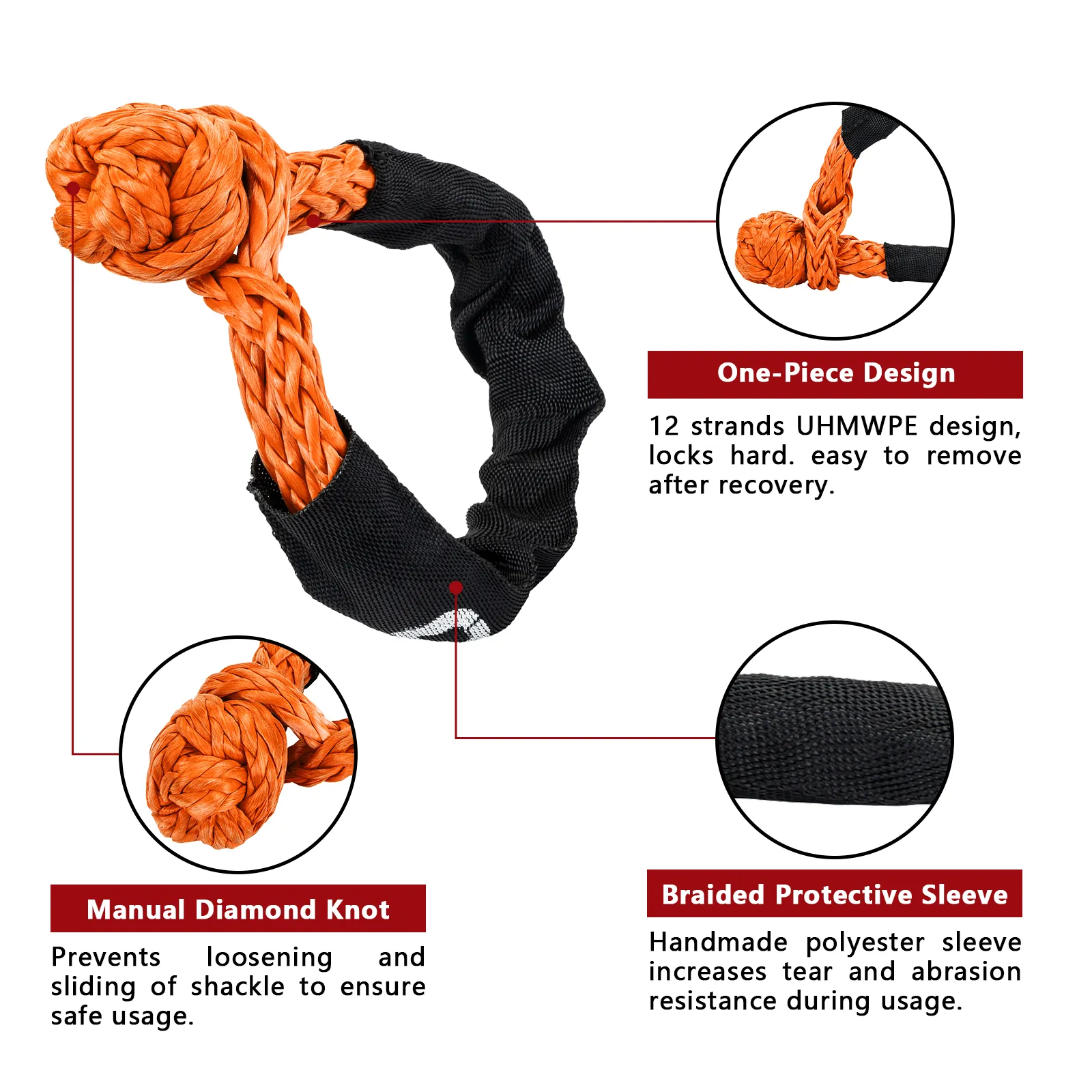 OPENROAD Synthetic Soft Shackle Rope, 2" X 23" (38,000lbs)