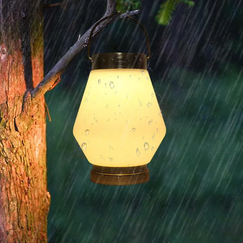 Outdoor Waterproof PE Lantern Shade LED Portable Camping Garden Light