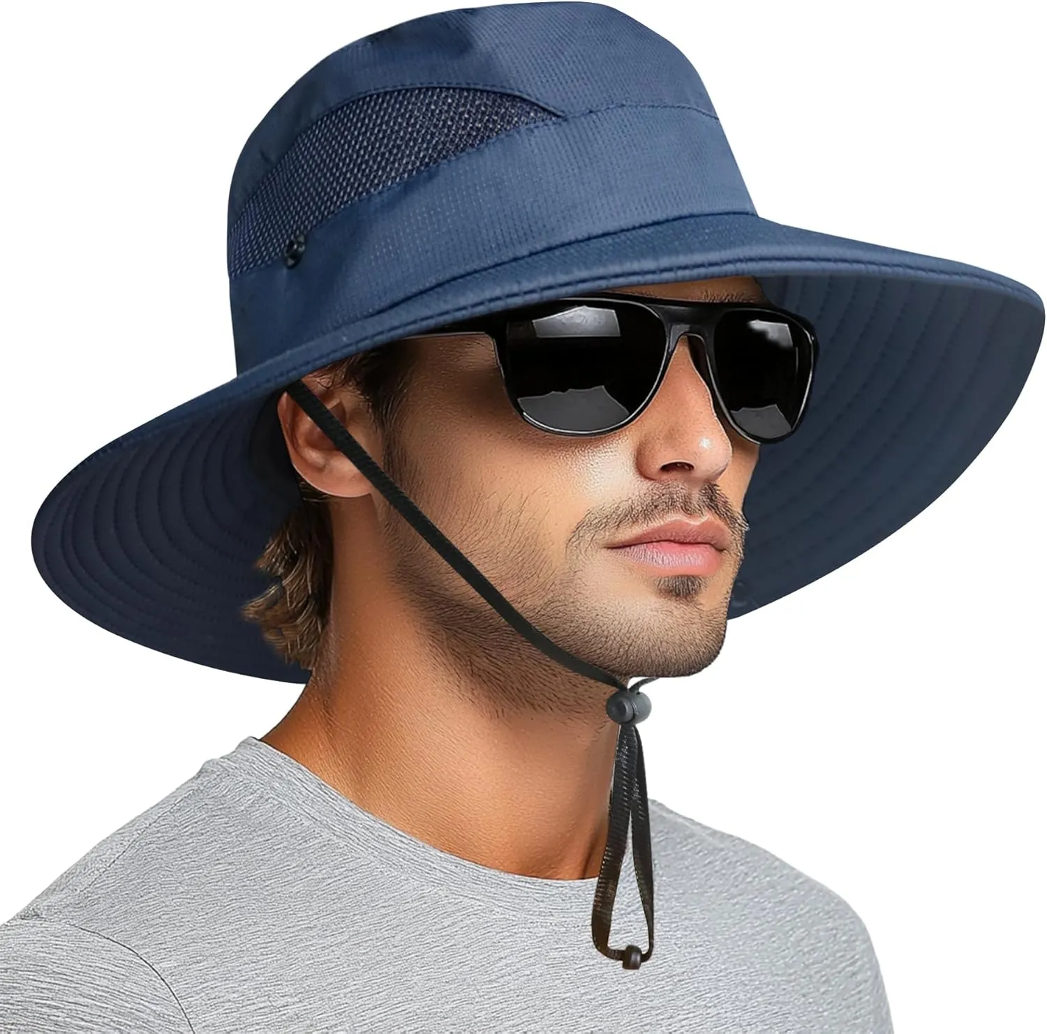 PFFY Sun Bucket Hats for Men Women 3 Wide Brim UPF 50  Fishing & Beach Hat