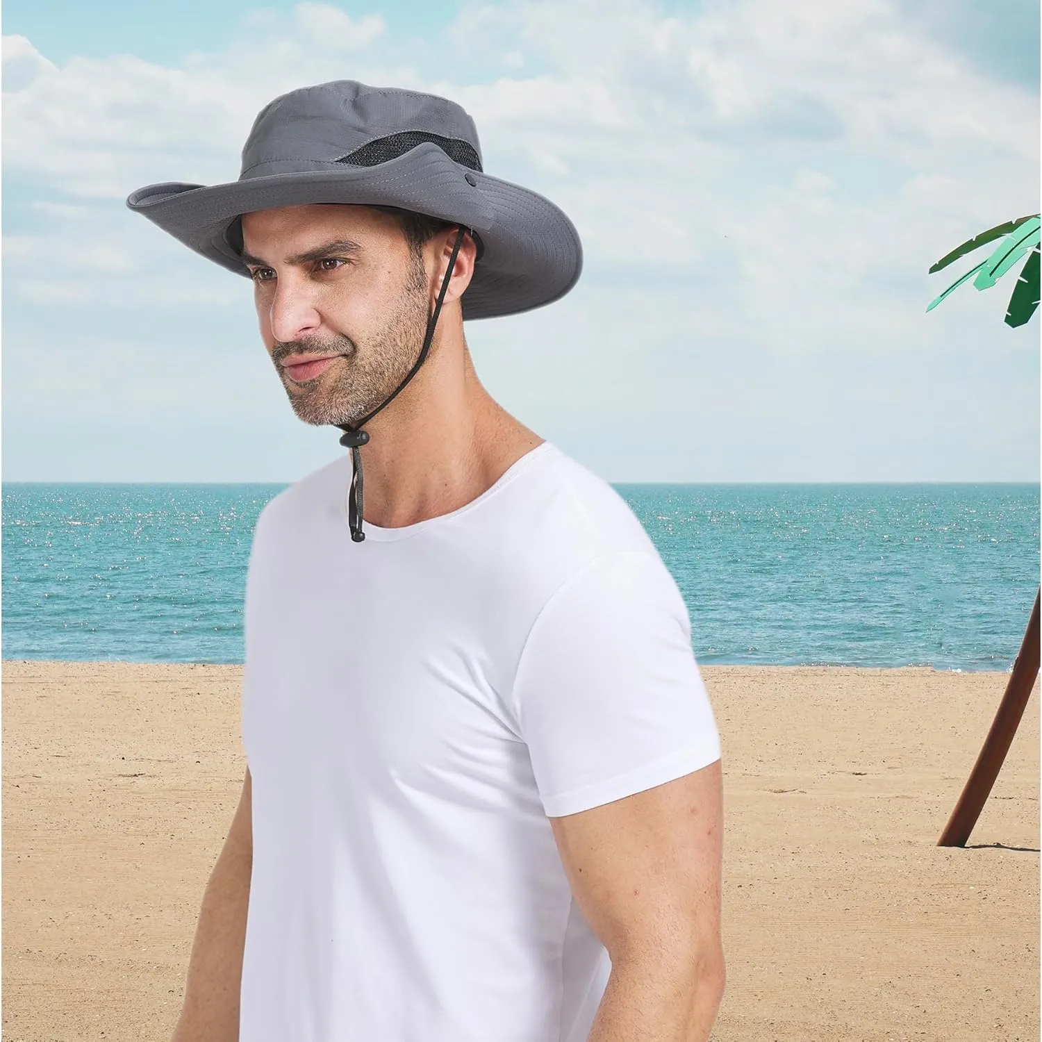 PFFY Sun Bucket Hats for Men Women 3 Wide Brim UPF 50  Fishing & Beach Hat