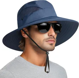 PFFY Sun Bucket Hats for Men Women 3 Wide Brim UPF 50  Fishing & Beach Hat