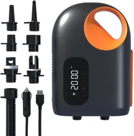 Portable Paddle Board Pump 20PSI High Pressure Electric Air Compressor Pump 18000mAh Power Bank Port Inflation and Deflation with LED 6 Nozzles for Inflatable Boat P Surfboard Stand-up