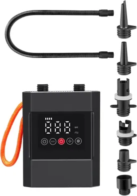Portable Paddle Board Pump 20PSI High Pressure Electric Air Compressor Pump Inflation & Deflation Pump with 6 Nozzles for Inflatable Boat Kayak P Surfboard Stand-up Paddle Board