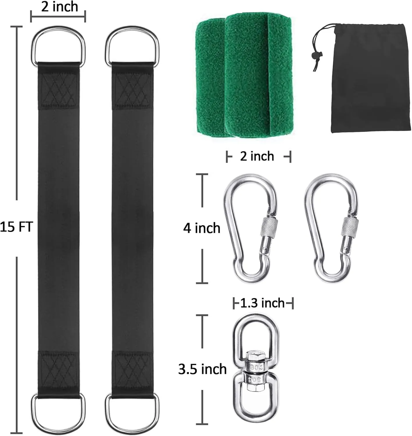 Safe Tree Swing Hanging Straps Kit, 3FT/10FT/15FT/20FT, Heavy Duty Holds 5500LBS Extra Long Adjustable Tree Swing Straps, Easy & Fast Way to Hang Any Swing or Hammock(15 FT)