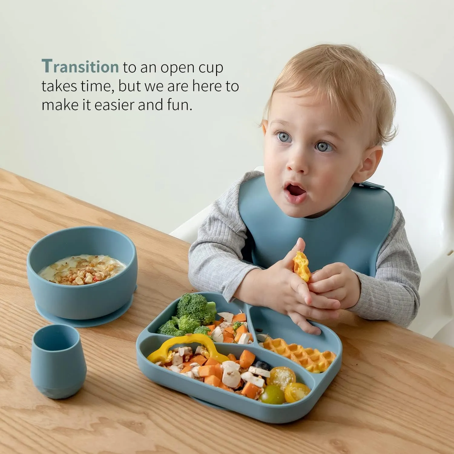 SAMiGO Silicone Baby Cups for 6-12 Months, Tiny Open Cups for Training and Water Drinking, Baby Led Weaning Supplies, 2 OZ