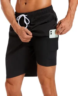 SILKWORLD Mens Swimming Shorts Quick Dry Beach Trunks Swimwear with Mesh Lining