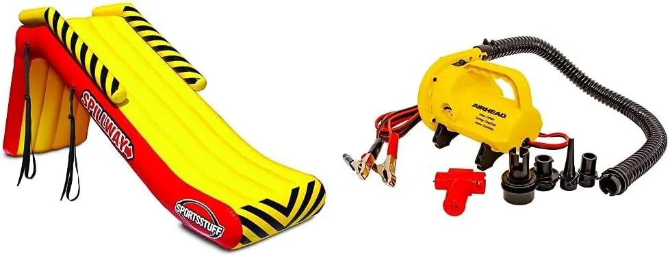 SportsStuff Spillway Dock Slide - Inflatable Pontoon Slide, Yellow & Red, Large
