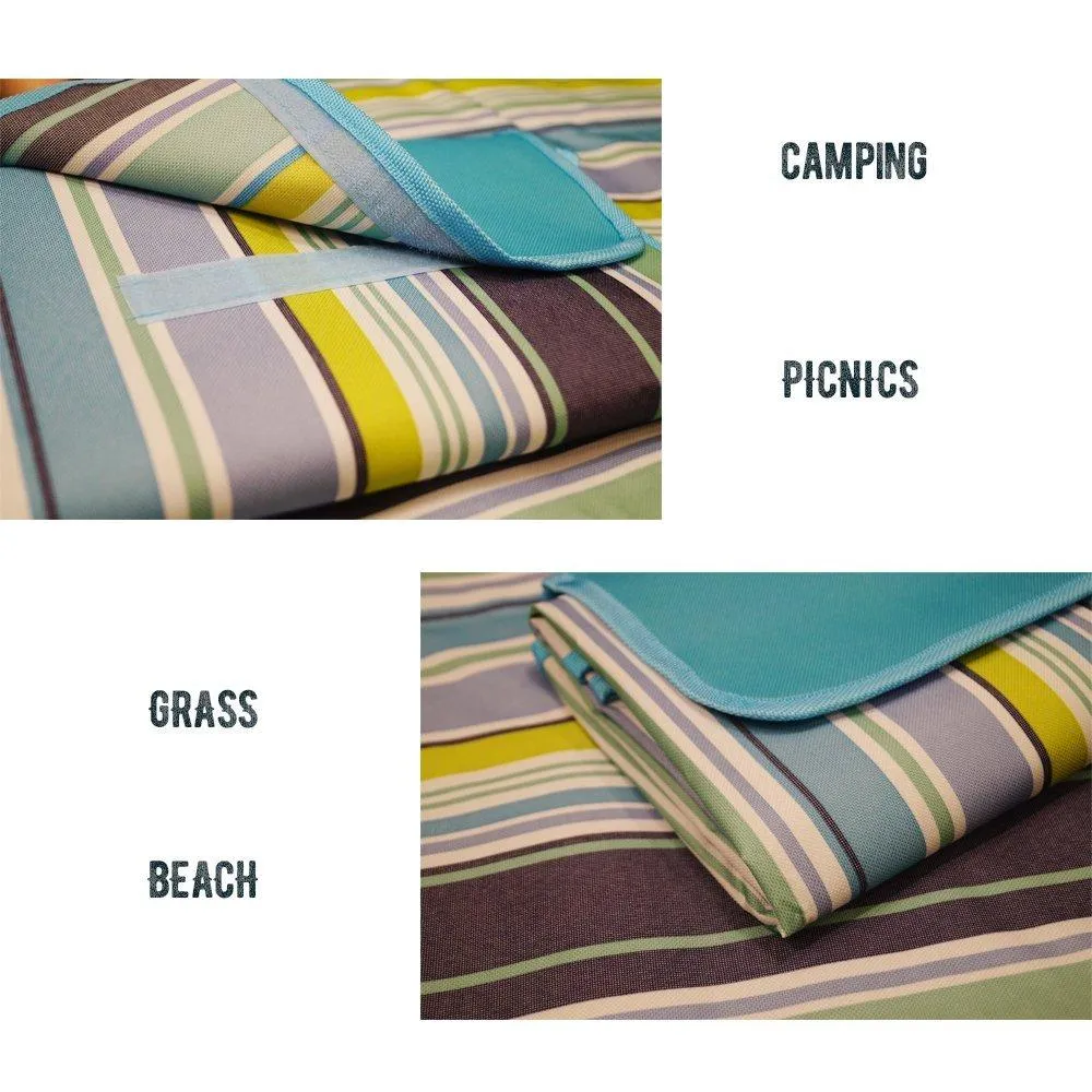TGY Family Picnic Blanket with Tote Large Outdoor Camping Waterproof Picnic Mat Blue