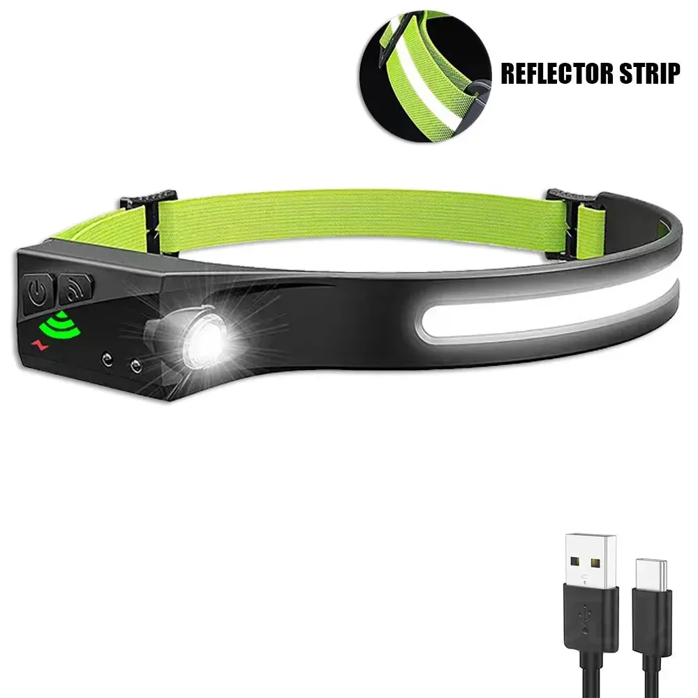 USB Rechargeable LED Sensor Headlamp XPE COB Headlight Led Head Torch Camping Search Light Head Flashlight for Fishing Lantern