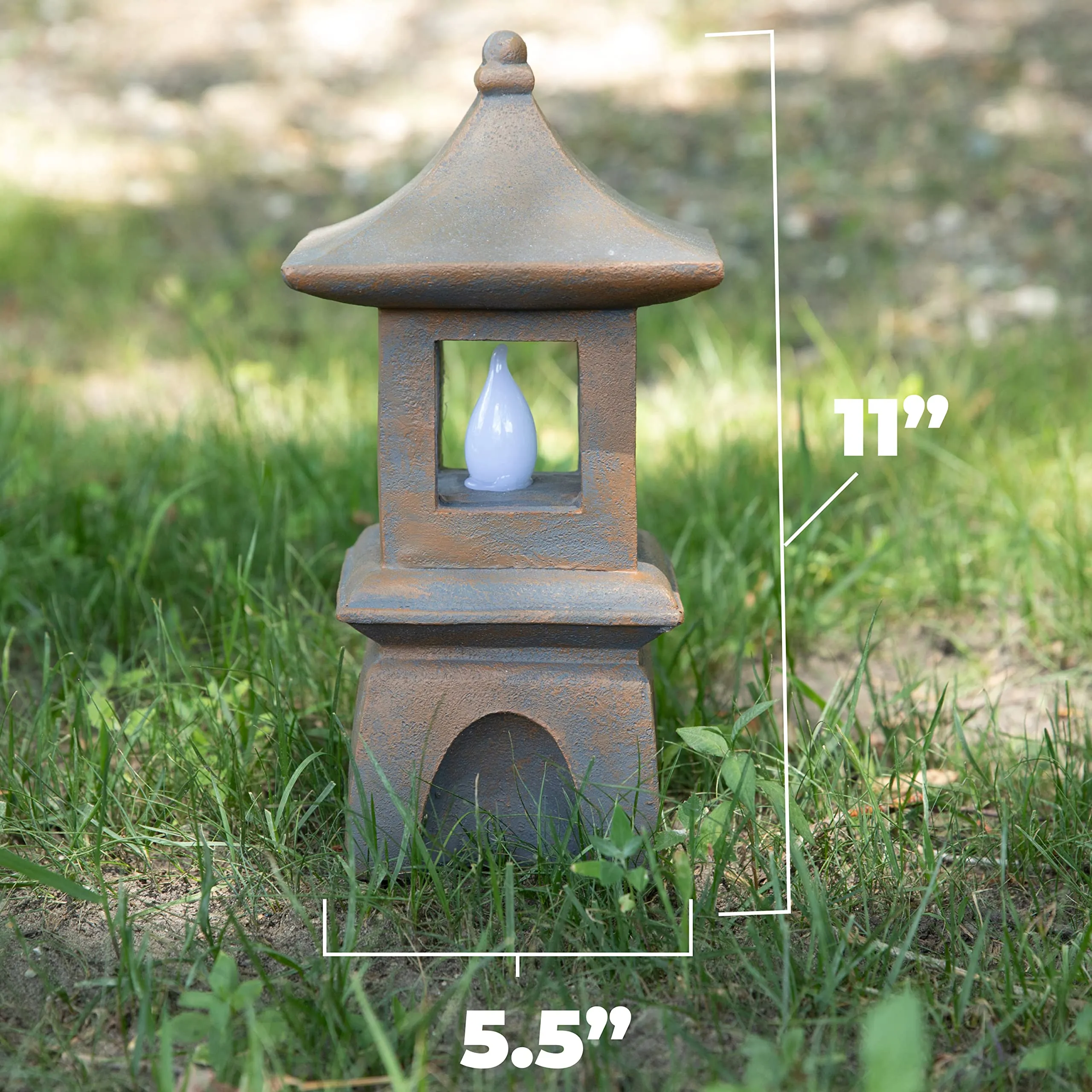Vp Home Serenity Zen Pagoda Solar Powered Flickering Led Outdoor Decor Garden Light