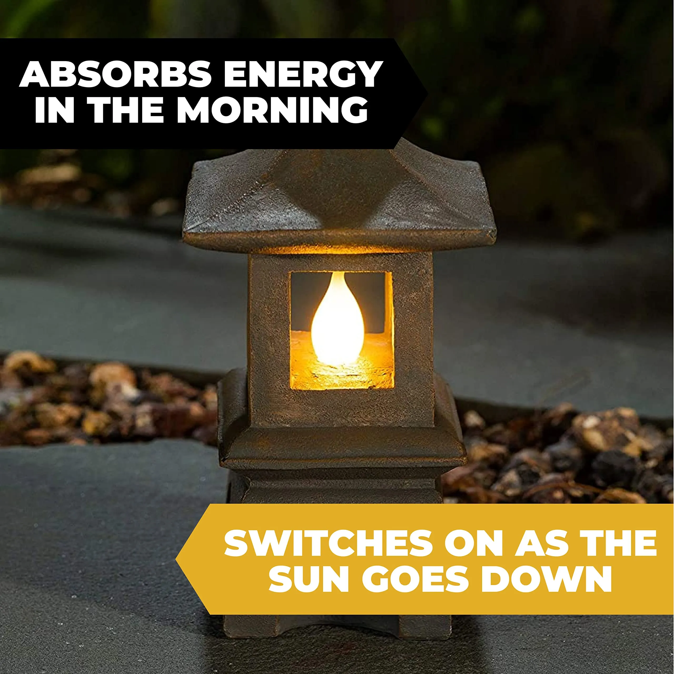 Vp Home Serenity Zen Pagoda Solar Powered Flickering Led Outdoor Decor Garden Light