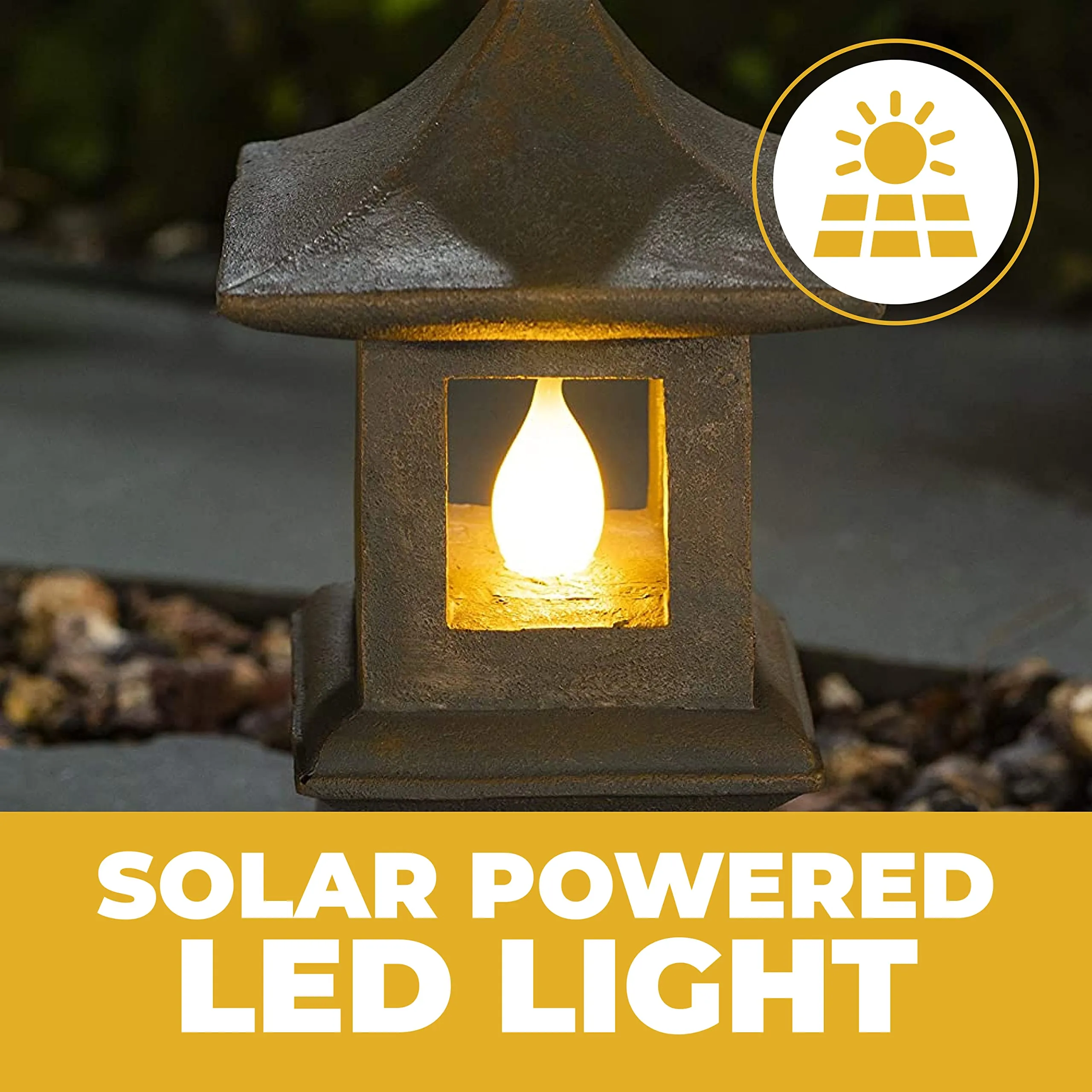 Vp Home Serenity Zen Pagoda Solar Powered Flickering Led Outdoor Decor Garden Light