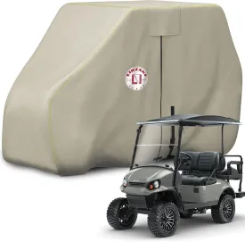 Waterproof Golf Cart Cover, Heavy Duty Marine Grade Fabric, Universal Fits for Most Brand 2/2 2/4 2 Passengers Yamaha, Honda, Club Car, EZGO Golf Cart