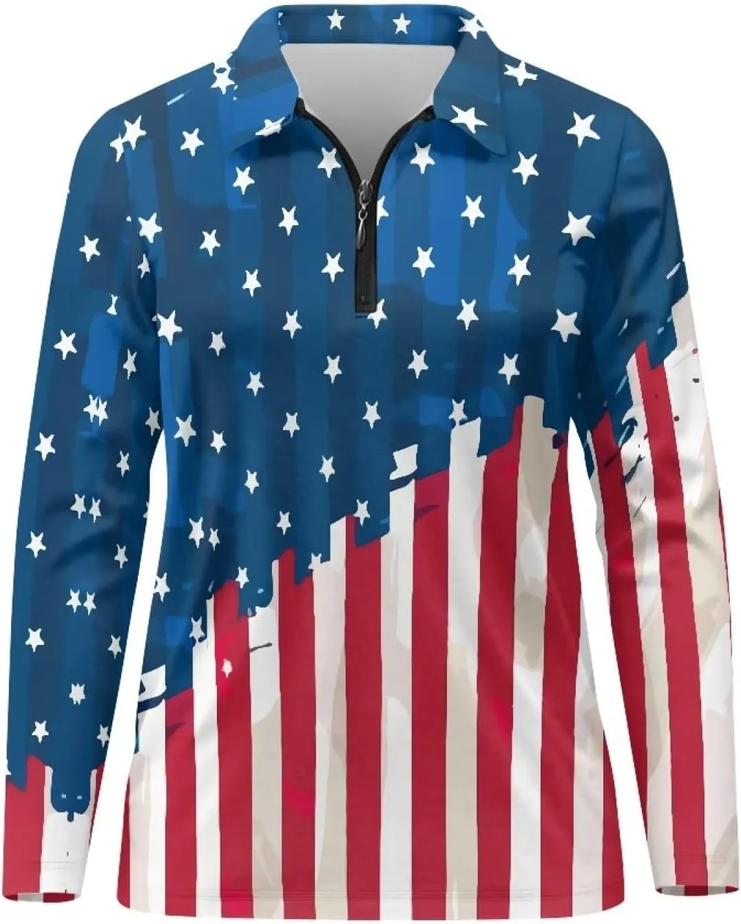 Women's Golf Polo Shirts Long Sleeve V Neck Tennis Shirt Quarter Zip Pullover Running Tops for Ladies XS-XXL