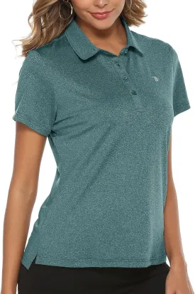 YSENTO Women Golf Shirts Clothes Dry Fit Short Sleeve Moisture Wicking Collared Polo Shirts Tops Apparel